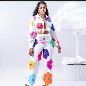 SHEIN Colorful Floral Print 2 Piece Set